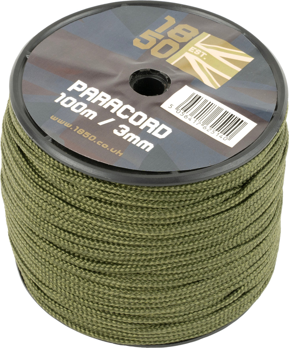 Olive Green 3mm Paracord Reel - 100m
