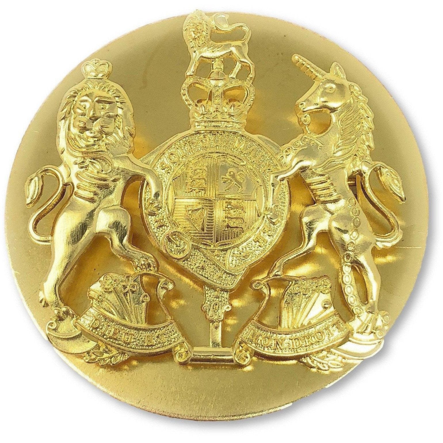 British Army WO1 Royal Arms Brass Badge | Ammo & Company | Metal Badges of Rank & Appointment
