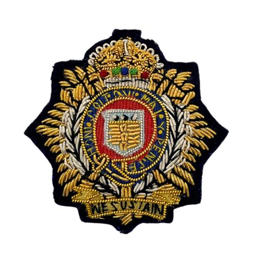 Picture of The Royal Logistic Corps Beret Badge - B/W on Navy Backing - Tudor Crown