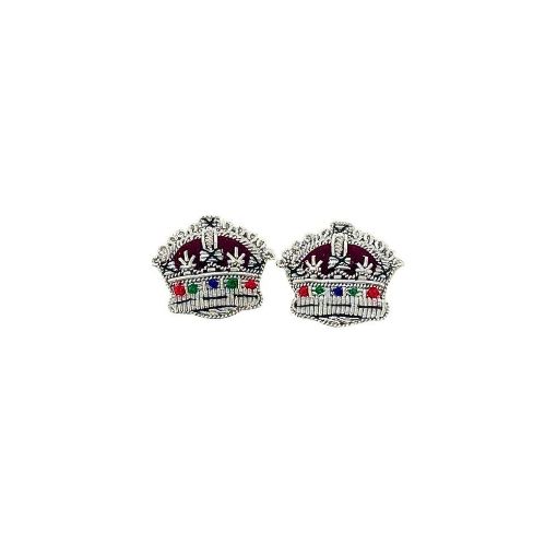Picture of Embroidered Rank Crowns - Silver - 5/8 Inch - Tudor Crown - Pair