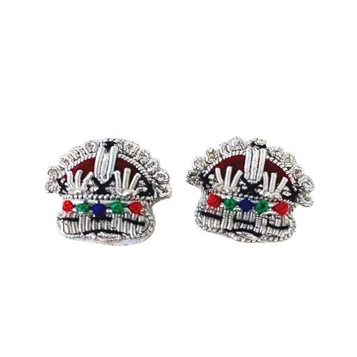 Picture of Embroidered Rank Crowns - Silver - 3/8 Inch - Tudor Crown - Pair
