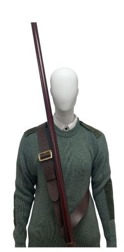 Picture of 2" Colour Belt- Brown Leather- Adjustable Buckle- Brass Fittings-Left Hip