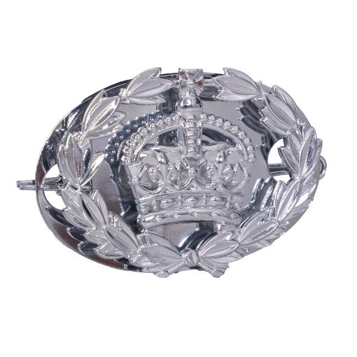 Picture of Regimental Quartermaster Sergeant - Chrome Rank Badge - Back Plate & Shanks - Tudor Crown