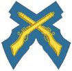 Picture of Mess Dress - Qualification Badge - Skill - At - Arms (X Rifles) - Gold on Blue B/G